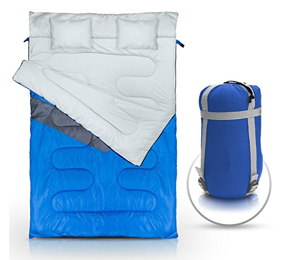 Double Sleeping Bag (Queen Size) with 2 Small Pillows