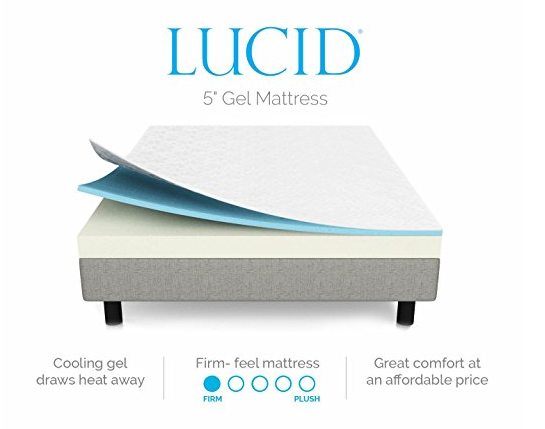 LUCID 5 Inch Gel Memory Foam Mattress