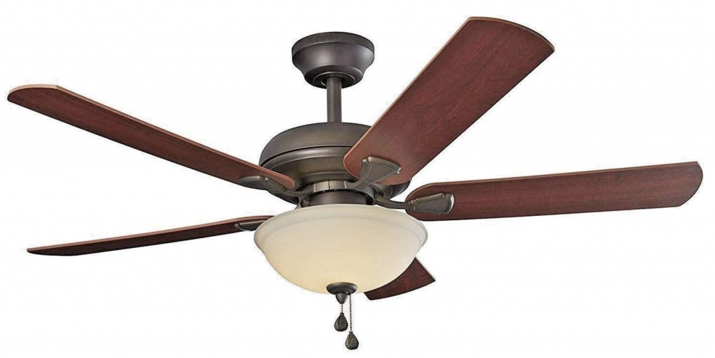 Brightwatts Energy Efficient 52 Inch LED Ceiling Fan with Nutmeg Espresso Blades and White Glass Light Bowl
