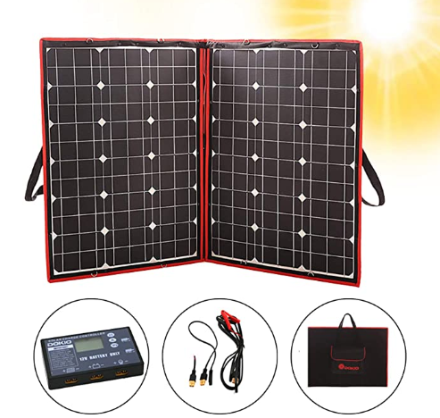 DOKIO 100 Watts 12 Volts Monocrystalline Foldable Solar Panel 